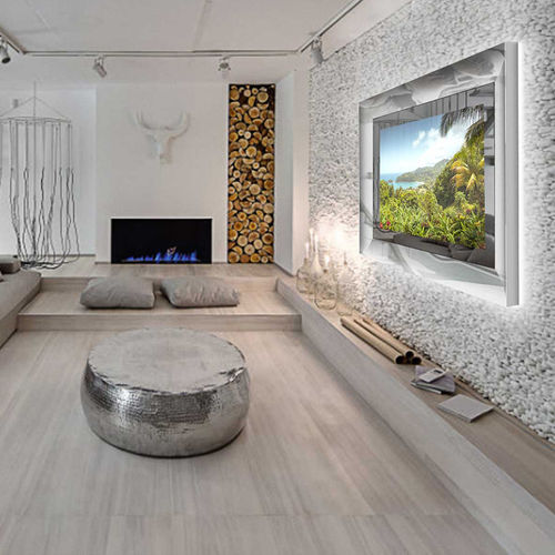 Wall-mounted TV mirror - STARDUST - HYMAGE - contemporary / rectangular / aluminum