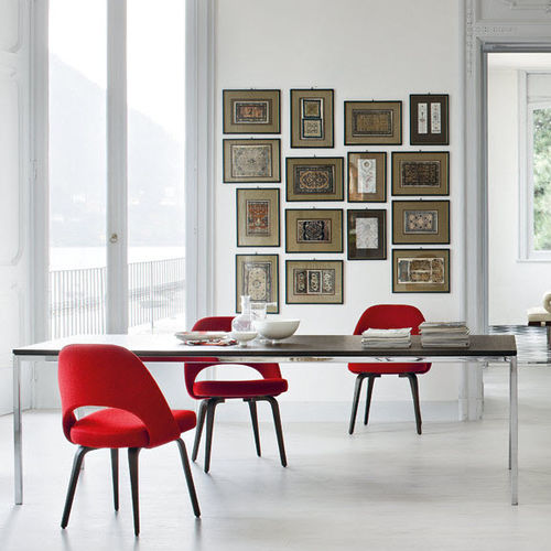 Contemporary dining table - Knoll international - wood veneer / glass / marble