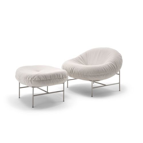 Contemporary ottoman - PERRON BUN - Knoll international - plastic / metal / fabric