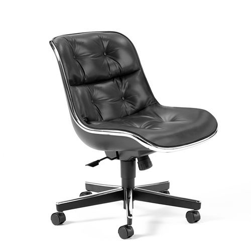 Modern executive chair - POLLOCK - Knoll international - leather / polypropylene / aluminum