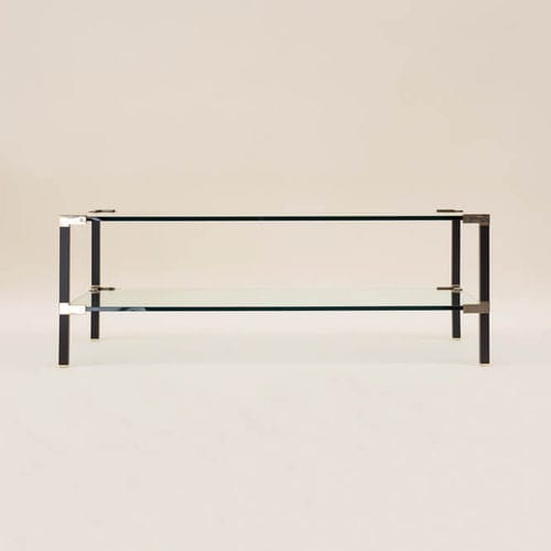 Bauhaus design coffee table - LUCAS T55D - GHYCZY - glass / metal base / rectangular