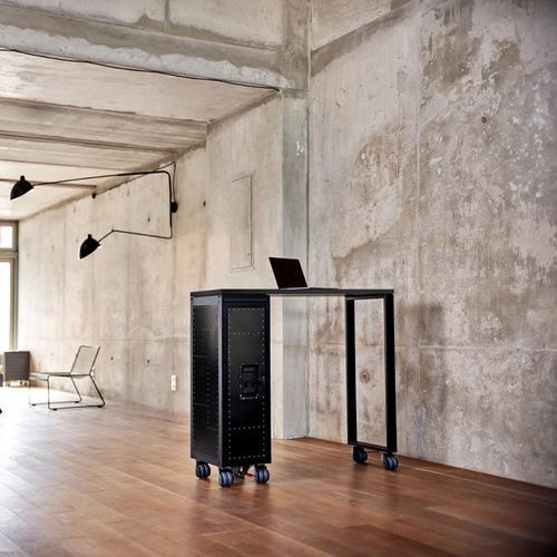 Contemporary high bar table - HIGHTABLE_BY JANUA - bordbar design GmbH - oak / anodized aluminum base / rectangular