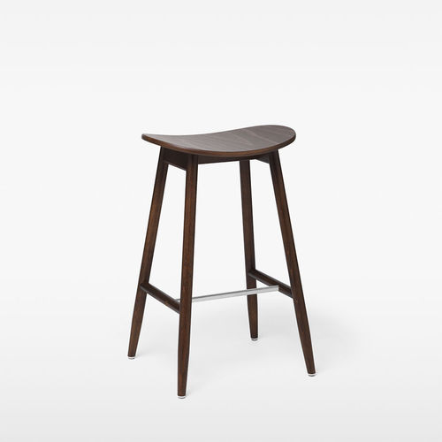 Contemporary bar stool - ICHA  - Massproductions - oak / beech / upholstered