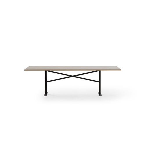 Contemporary work table - FERRIC - Massproductions - oak / walnut / painted steel