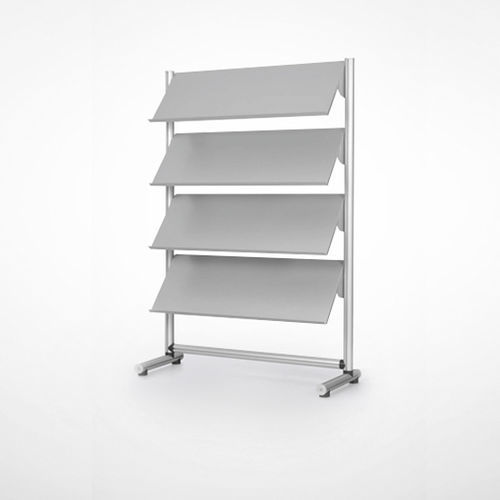 Free-standing brochures rack - O-295 400 - Adeco - powder-coated steel / aluminum / commercial