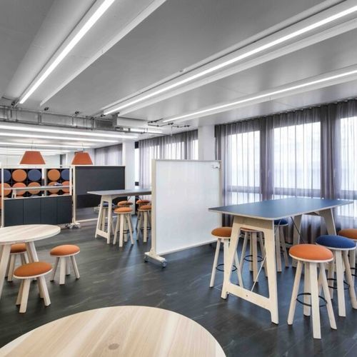 White board - Adeco - free-standing / melamine / wood