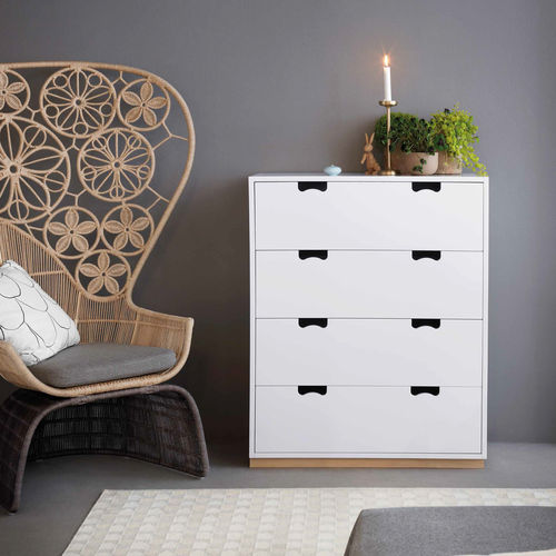 Contemporary chest of drawers - SNOW A - Asplund - oak / lacquered MDF / birch
