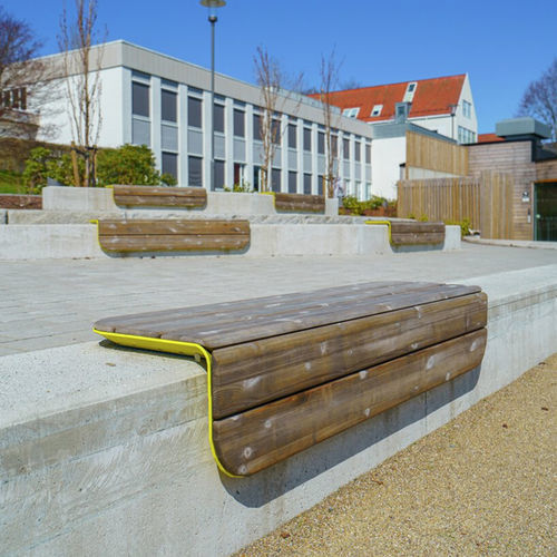 Contemporary public bench - CORNER  - Vestre - galvanised steel / wooden / without backrest