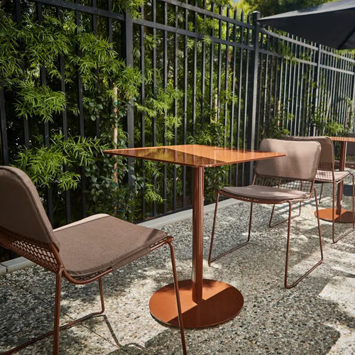 Contemporary table - MUNCH  - Vestre - galvanised steel / galvanised steel base / square