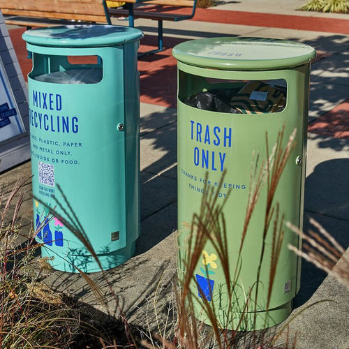 Galvanised steel trash can - CITY  - Vestre - outdoor / for public space / for urban areas