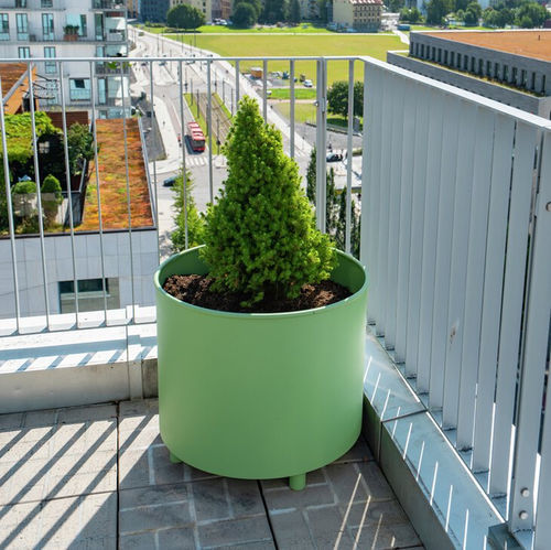 Galvanised steel planter - APRIL GO - Vestre - round / high-resistance / 100% recyclable