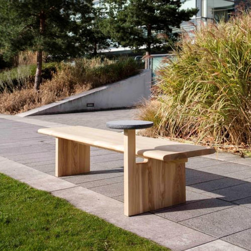 Contemporary public bench - EDO  - Vestre - galvanised steel / wooden / without backrest