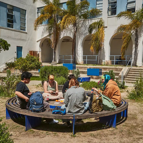 Contemporary public bench - VIA  - Vestre - galvanised steel / wooden / without backrest