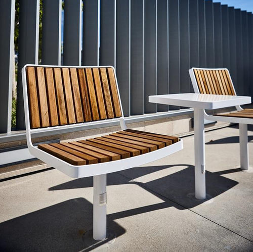 Contemporary chair - BERLIN  - Vestre - outdoor / wooden / galvanised steel base