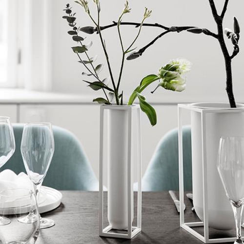 Contemporary vase - KUBUS : FLORA - by Lassen - metal / wall-mounted / table