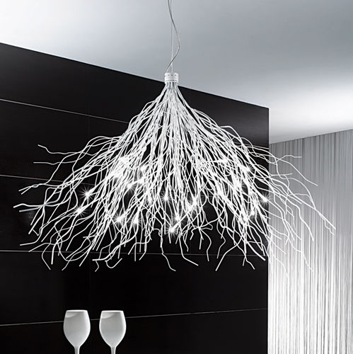 Contemporary chandelier - SAGGINA 12S - 24S - iconeluce.com - chrome / copper / halogen