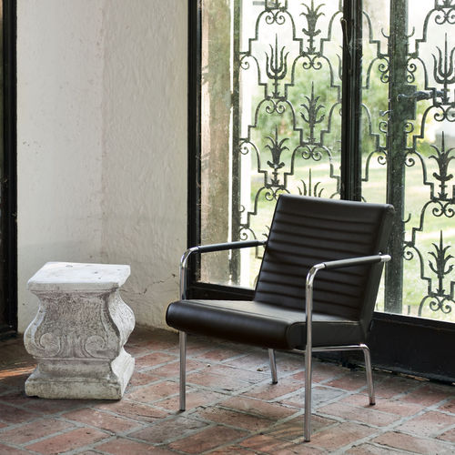 Contemporary visitor armchair - QUEEN - OFFECCT - leather / fabric / birch