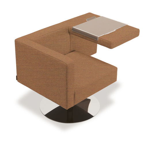 Contemporary visitor armchair - SOLITAIRE - OFFECCT - leather / fabric / tablet