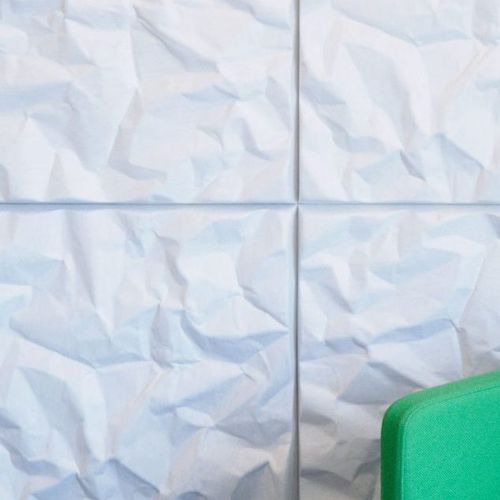 Wall-mounted acoustic panel - SOUNDWAVE® SCRUNCH - OFFECCT - polyester fiber / square / colored