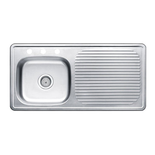 Single-bowl kitchen sink - VSS-390S - Pfister - with drainboard / stainless steel / overmount