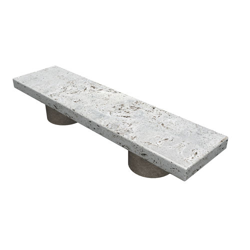 Contemporary public bench - basic rOund - Arredo di Pietra srl - travertine / without backrest / without armrests