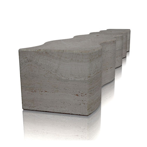 Contemporary public bench - snake - Arredo di Pietra srl - travertine / without backrest / without armrests