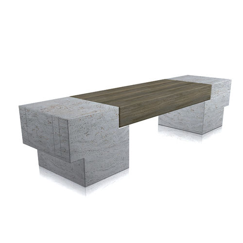 Contemporary public bench - dentata - Arredo di Pietra srl - wooden / travertine / without backrest