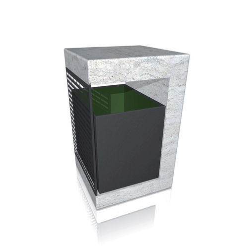 Public trash can - cisto - Arredo di Pietra srl - steel / natural stone / travertine