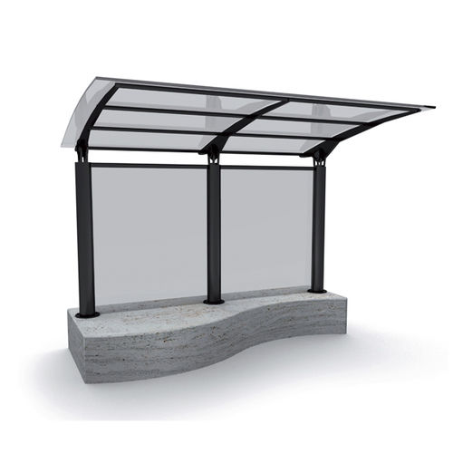 Metal bus shelter - airone - Arredo di Pietra srl - travertine / with bench