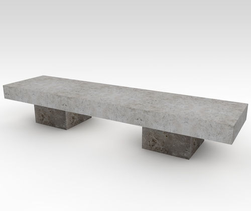 Contemporary public bench - basic sQuare - Arredo di Pietra srl - travertine / without backrest / without armrests