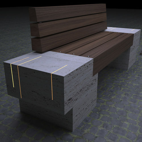 Contemporary public bench - dentata luce - Arredo di Pietra srl - wooden / travertine / with backrest