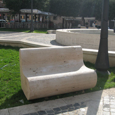 Contemporary public bench - forma - Arredo di Pietra srl - travertine / with backrest / without armrests