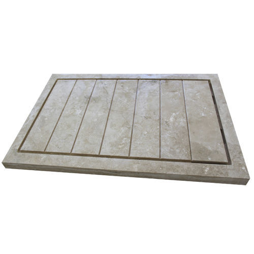 Rectangular shower base - Arredo di Pietra srl - above floor / travertine
