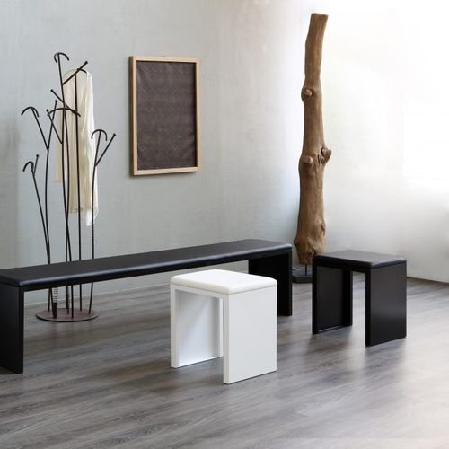 Contemporary stool - IRONY - ZEUS - copper base / upholstered / black