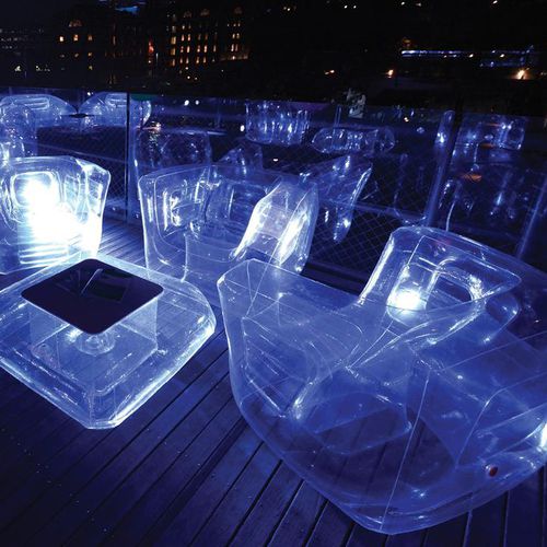 Contemporary armchair - CRISTAL - FUGU - thermoplastic / polyurethane / inflatable