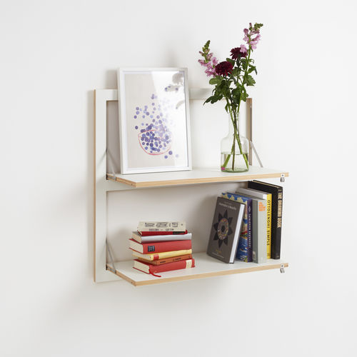 Wall-mounted shelf - FLÄPPS: FL220002 - AMBIVALENZ - modular / contemporary / birch