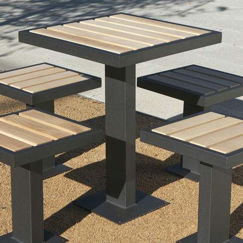 Contemporary table and chair set - 145 - ABES S.à r.l. Public Design - wooden / steel / galvanised steel