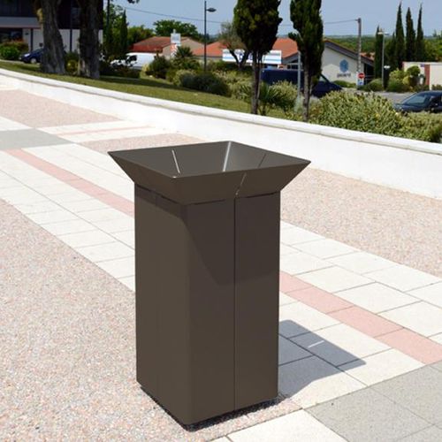 Public trash can - ORIA - univers & cité | mobilier urbain - steel / anti-terrorism / without lid