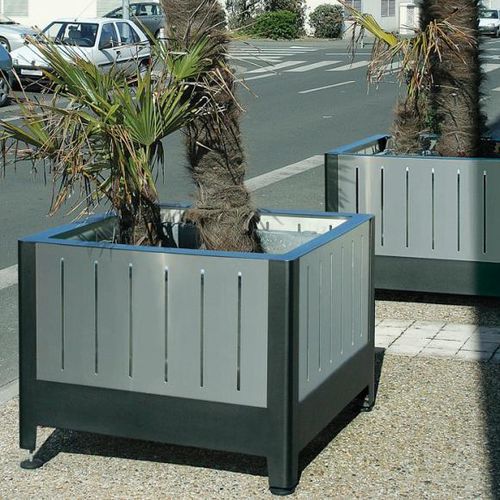Stainless steel planter - FUSION - univers & cité | mobilier urbain - steel / square / height-adjustable