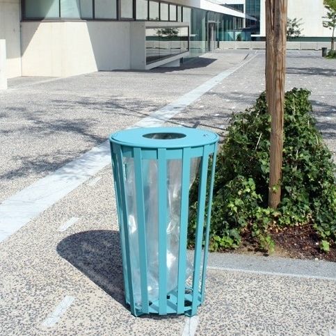 Public trash can - Silo - univers & cité | mobilier urbain - painted steel / anti-terrorism / with lid