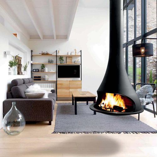 Wood-burning fireplace - TATIANA 997 - JC BORDELET - hanging / Single-sided / open hearth