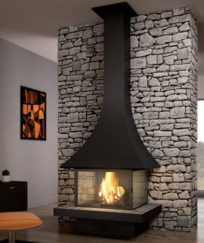 Wood-burning fireplace - JULIETTA 985 - JC BORDELET - contemporary / wall /  closed hearth