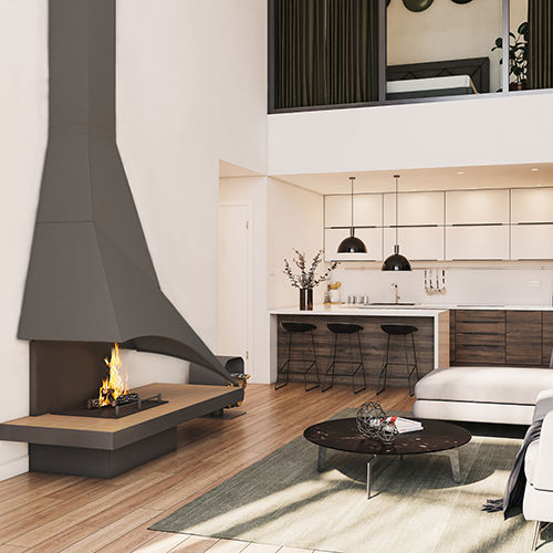 Wood-burning fireplace - ELISA 981 - JC BORDELET - free-standing / free-standing / wall