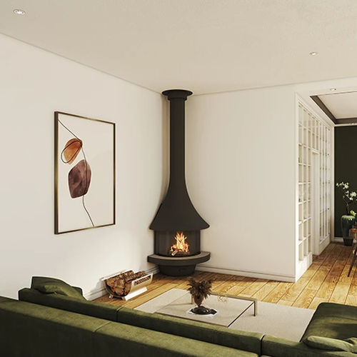 Wood-burning fireplace - EVA 992  - JC BORDELET - wall-mounted / corner / Single-sided