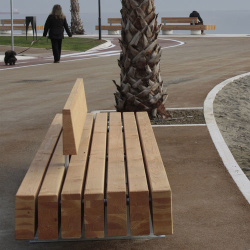 Contemporary public bench - DECK & BREAK - VASART URBAN DESIGN - wooden / concrete / galvanised steel