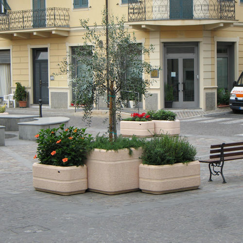 Concrete planter - QUARZO - VASART URBAN DESIGN - wooden / square / L-shaped