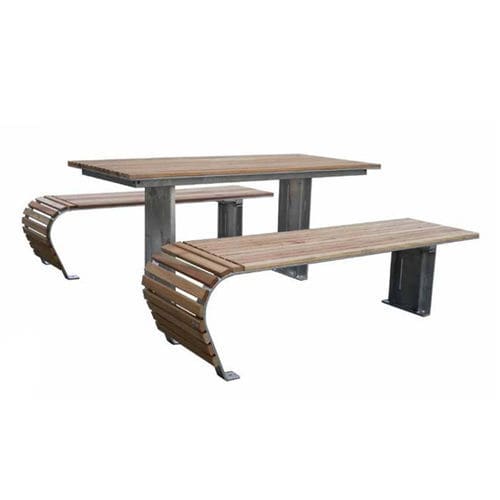 Contemporary picnic table - JUMP - VASART URBAN DESIGN - wooden / painted metal base / rectangular