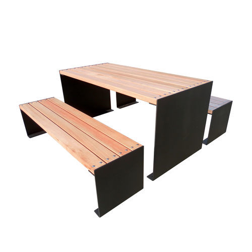 Contemporary picnic table - PARK - VASART URBAN DESIGN - wooden / painted metal base / rectangular