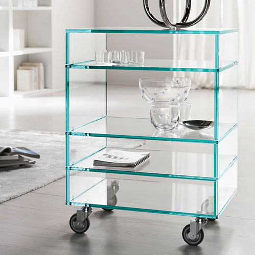Shelf on casters - GRATTACIELO - TONELLI Design - contemporary / glass