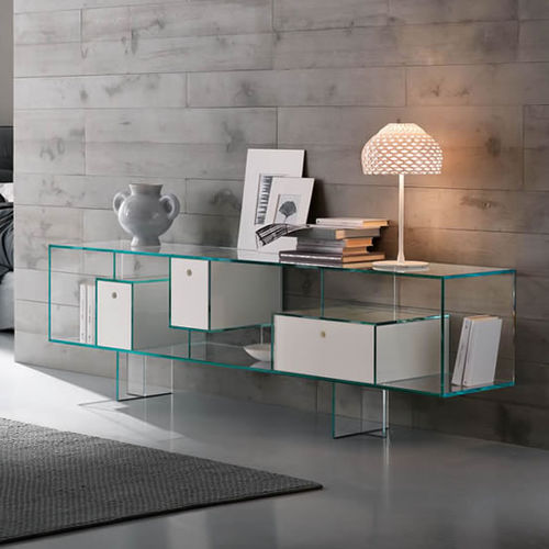 Contemporary sideboard - LIBER - TONELLI Design - lacquered wood / glass / white